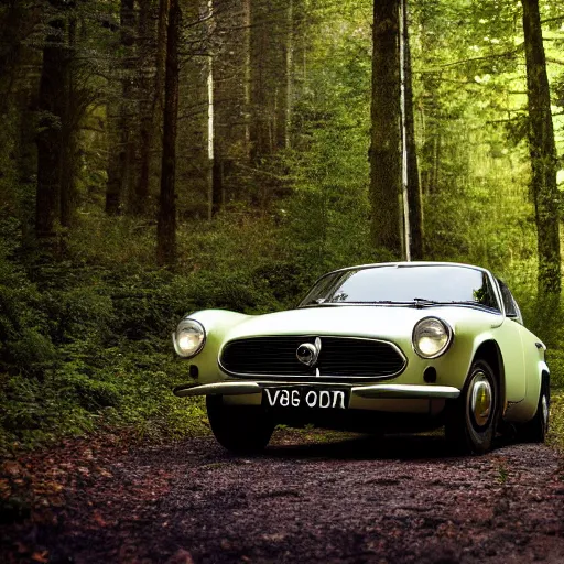 Image similar to volvo p 1 8 0 0 in the dark forest, photo