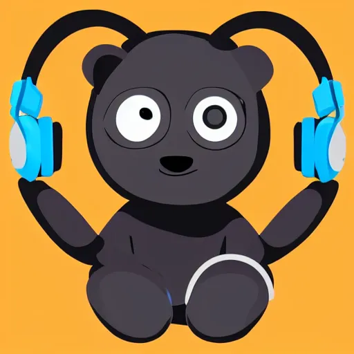 Image similar to podcast vector logo of cute cuddly bear listening to music, podcast, microphone, melodic, dreamy, isometric, adorable, octane render, golden ratio, 4k UHD, iconic design