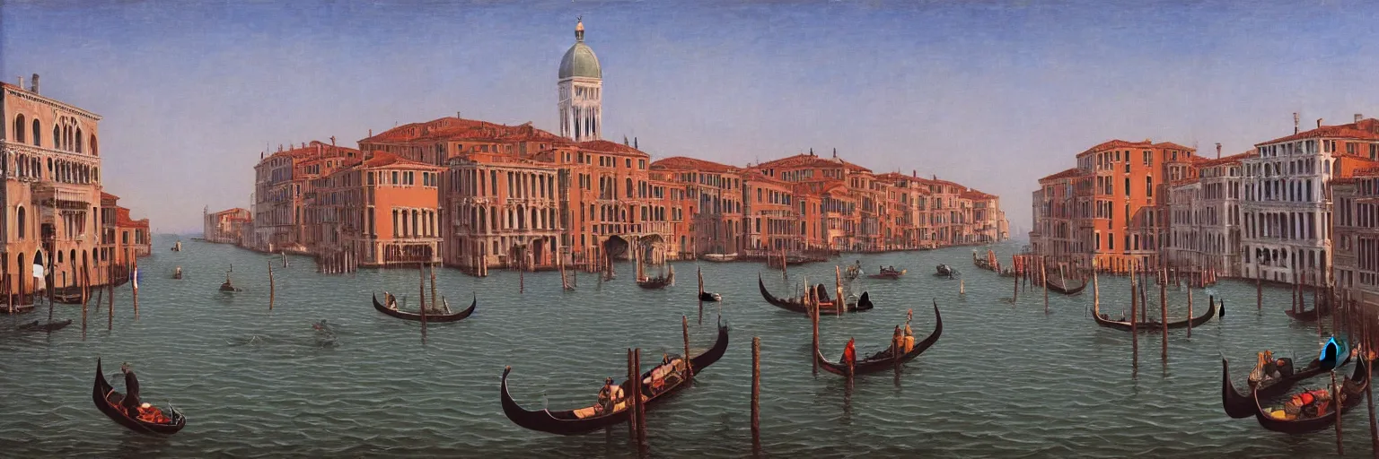 Image similar to venice cityscape oil painting magritte