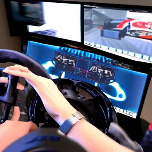 Image similar to man screaming holding wheel sim racing