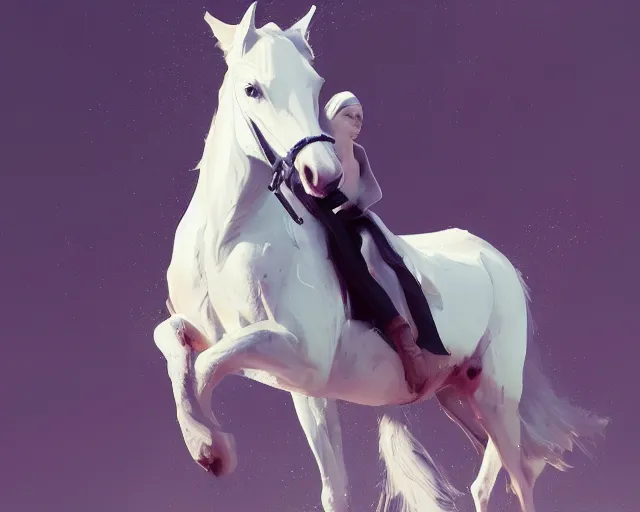 Prompt: portrait of victoria scurlock riding a white horse, beautiful eyes, sylvain sarrailh, artstation, ismail inceoglu