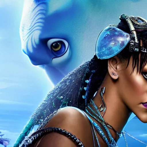 Prompt: rihanna in avatar ( 2 0 0 9 ), 8 k wide shot