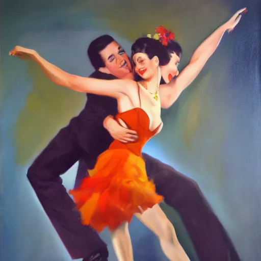 Image similar to a painting of when we're dancing nice and slow in the style of rolf armstrong