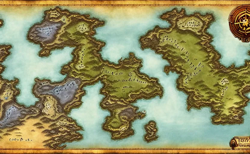 Image similar to fantasy map, large, detailed, three factions