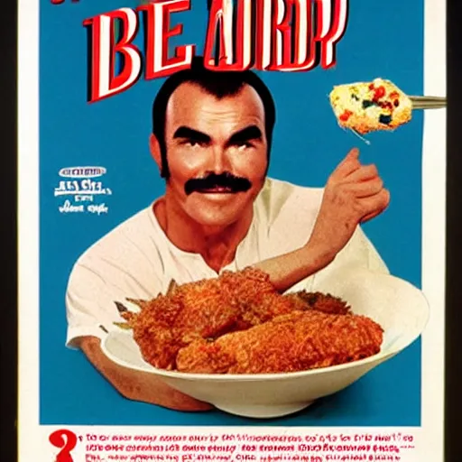 Prompt: vintage ad for Burt Reynolds fried chicken