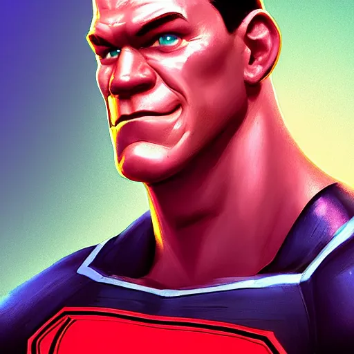 Prompt: Portrait of John Cena as a superhero, mattepainting concept Blizzard pixar maya engine on stylized background splash comics global illumination lighting artstation lois van baarle, ilya kuvshinov, rossdraws