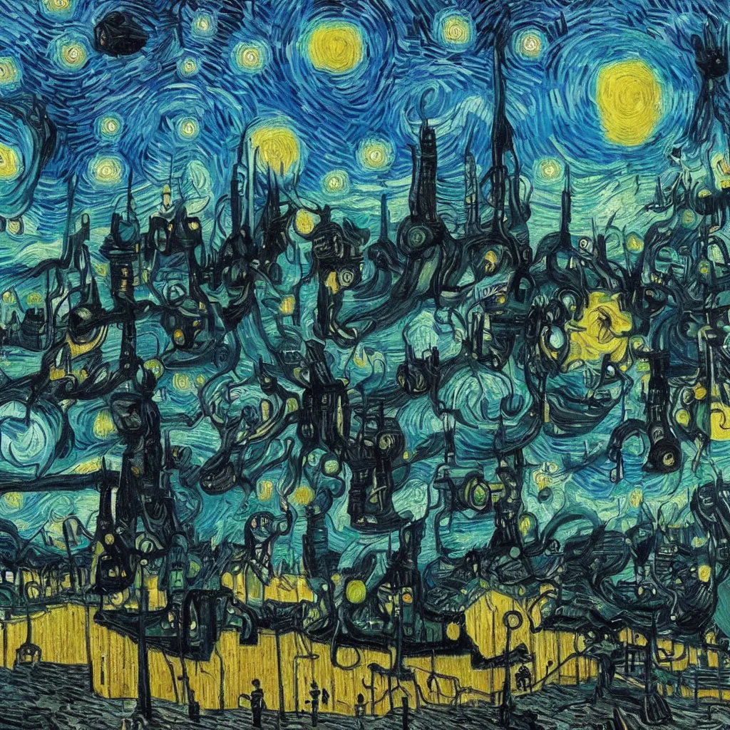 Prompt: cyber punk by van gogh