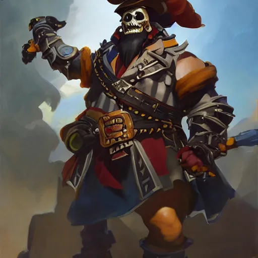 Image similar to greg manchess portrait painting of partially armored undead pirate captain lechuck as overwatch character, medium shot, asymmetrical, profile picture, organic painting, sunny day, matte painting, bold shapes, hard edges, street art, trending on artstation, by huang guangjian, gil elvgren, ruan jia, greg rutkowski, gaston bussiere