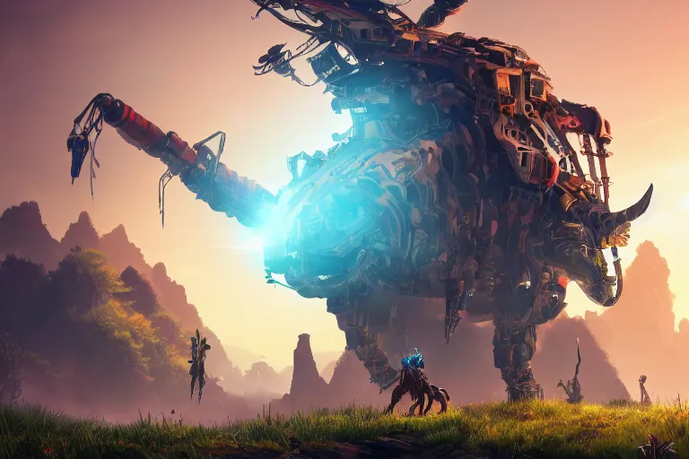 Image similar to bristleback machine mecanical creature robot of horizon forbidden west horizon zero dawn bioluminiscence global illumination ray tracing hdr fanart arstation by ian pesty and alena aenami artworks in 4 k