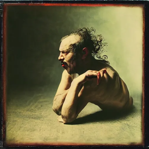 Image similar to 1 kodak portra 4 0 0, wetplate, photo of mephistopheles in the style of jan saudek, annie liebovitz, pieter bruegel the elder, joel peter witkin, gustave dore, heironymus bosch