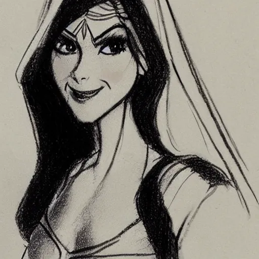 Image similar to milt kahl sketch of victoria justice as princess padme from star wars episode 3