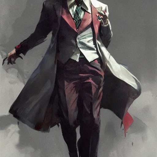 Prompt: joker, full body, dynamic pose, painted by greg rutkowski