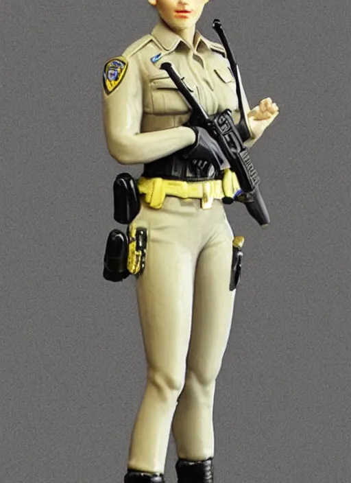 Prompt: Image on the store website, eBay, 100mm Resin figure model of a female police.