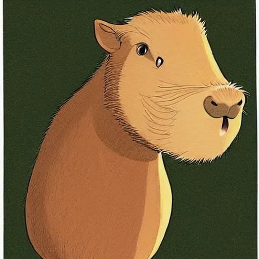 Image similar to a beautiful illustration of a capybara by studio ghibli, anime