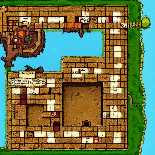 Image similar to overhead map of a roguelike dungeon, d & d map
