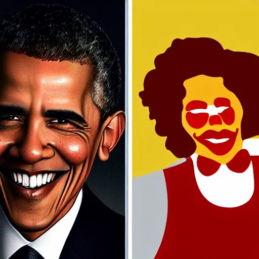 Prompt: obama as ronald mcdonald, ultrarealistic