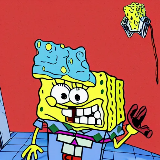 Prompt: spongebob in freddy krueger's lair, ultra realistic photograph