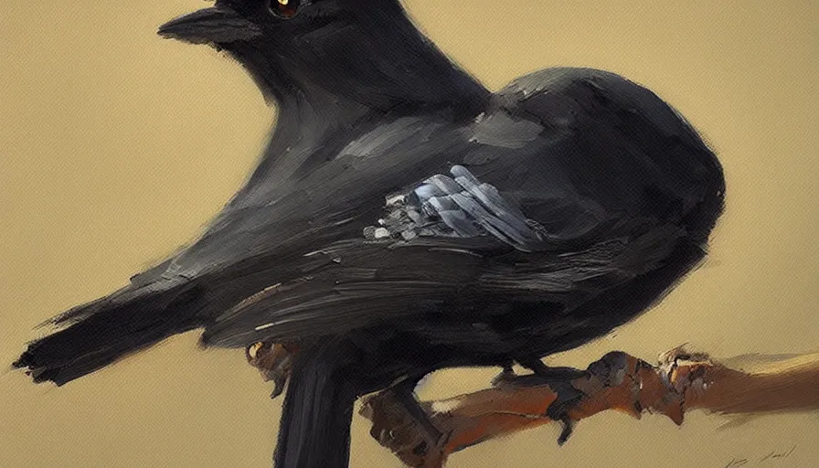 Image similar to little black bird, creativity, oil painting by jama jurabaev, extremely detailed, brush hard, artstation, for aaa game, high quality, brush stroke