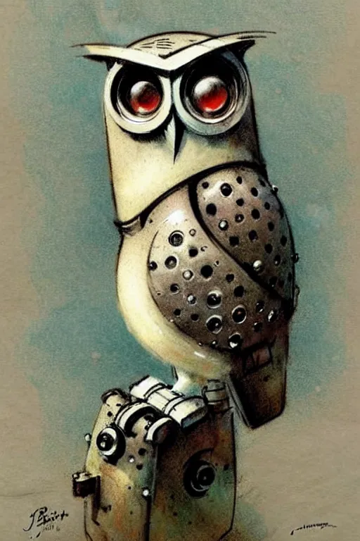 Prompt: (((((1950s robot owl . muted colors.))))) by Jean-Baptiste Monge !!!!!!!!!!!!!!!!!!!!!!!!!!!