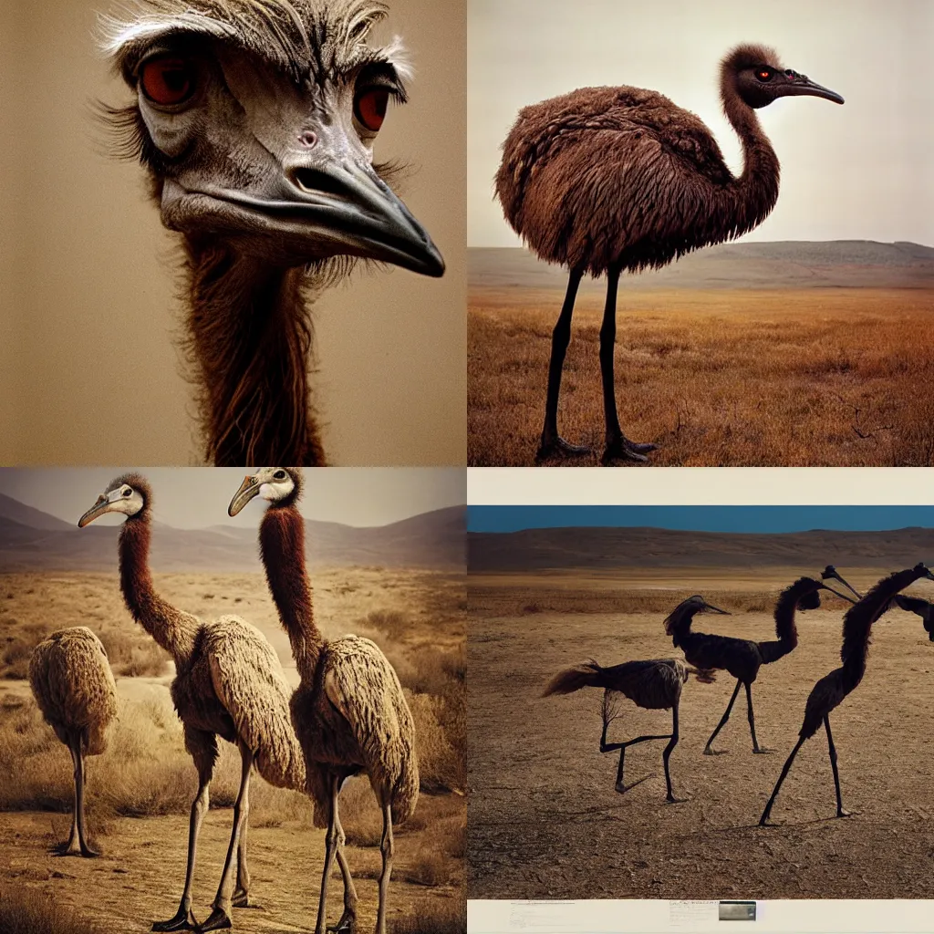 Prompt: portait of humanoid like ostrich, photograph by annie leibovitz