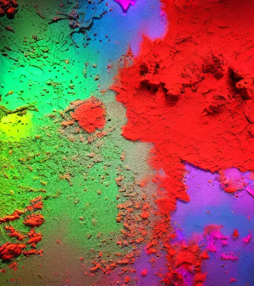 Image similar to mold corrosion abstract 3 d sculpture red purple green dark blue yellow cinematic lighting, highly detailed 8 k