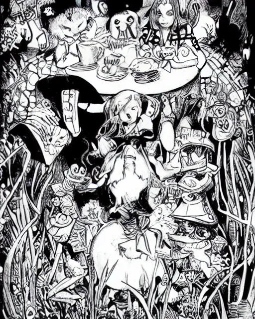 Image similar to Alice in wonderland drawn by Jim lee,