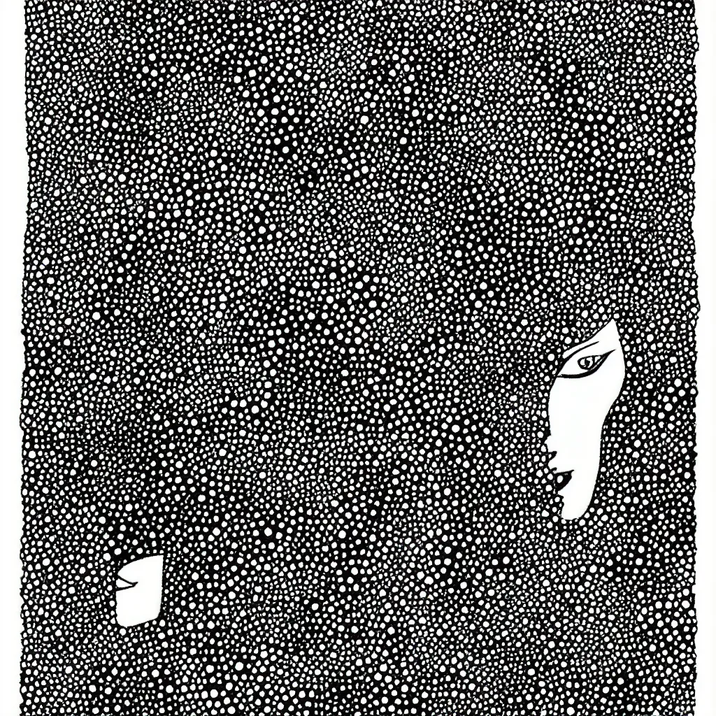 pointilism, black and white, dot art, dark, ominous