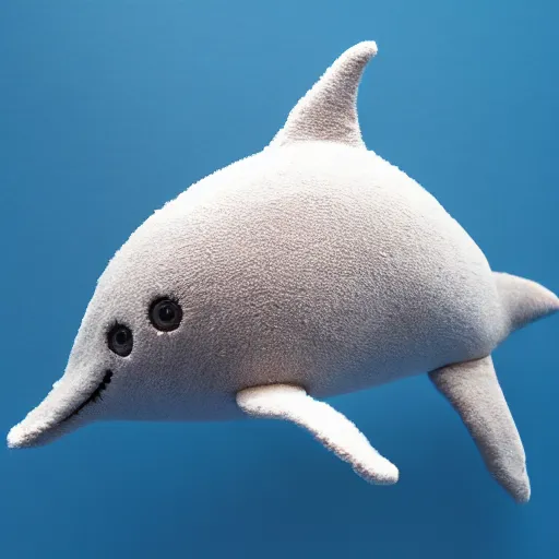 Image similar to a happy dolphin, plush doll, 8k