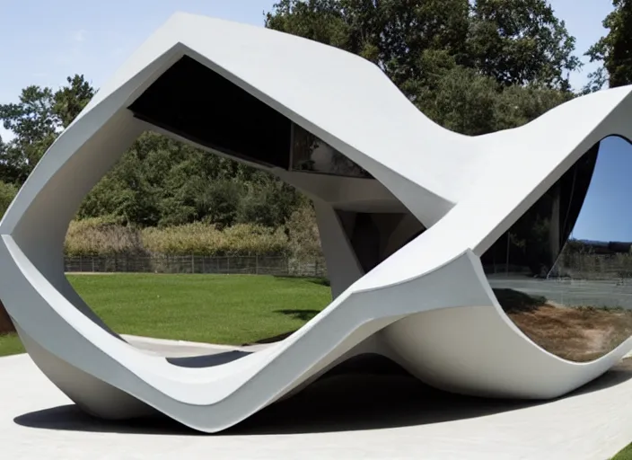 Image similar to architectural photo of a doghouse designed by zaha hadid