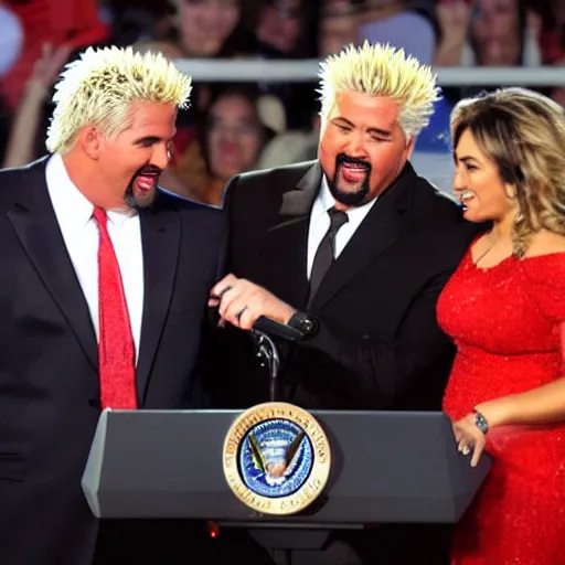 Image similar to Guy Fieri being inaugurated as the 47th president of the United States