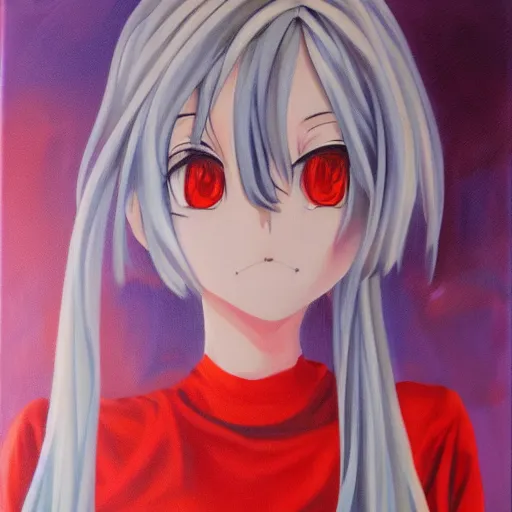 Image similar to y 2 k anime girl, oil on canvas