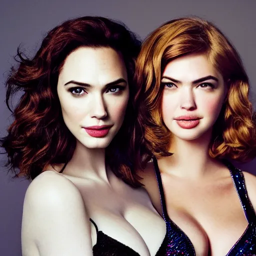 Image similar to portrait of christina hendricks and gal gadot and kate upton hybrid by mario testino, headshot, detailed, award winning, sony a 7 r