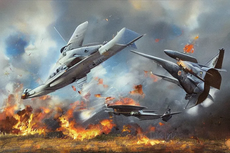 Prompt: uberlingen mid - air collision, realistic painting