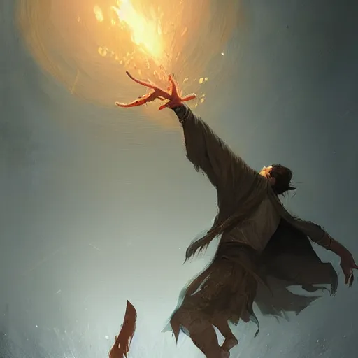 Prompt: A mage casting a huge spell by greg rutkowski