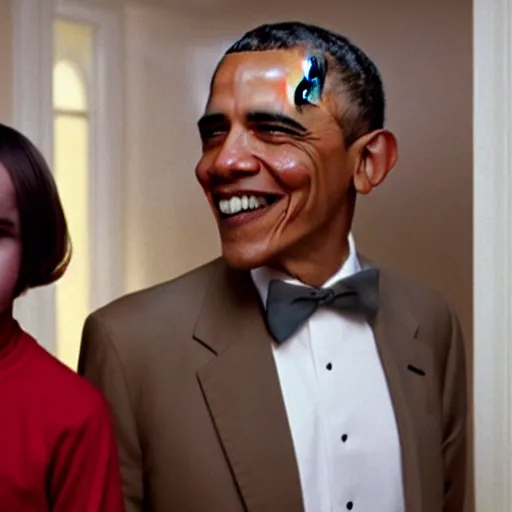 Image similar to a still of obama as the grady twins in the shining