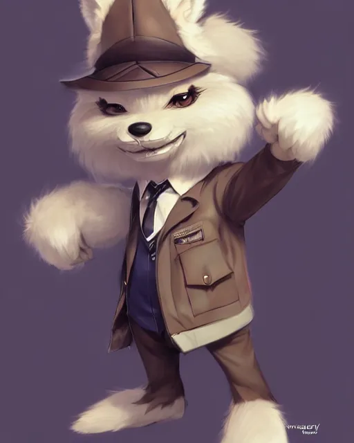 Image similar to character concept art of a cute male anthropomorphic detective furry | | adorable, key visual, realistic shaded perfect face, tufted softly, fine details by stanley artgerm lau, wlop, rossdraws, james jean, andrei riabovitchev, marc simonetti, and sakimichan, trending on weasyl