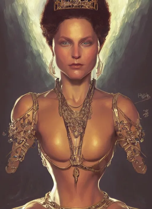 Prompt: digital _ painting _ of _ queen _ by _ filipe _ pagliuso _ and _ justin _ gerard _ symmetric _ fantasy _ highly _ detailed _ realistic _ intricate _ port