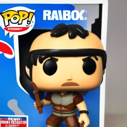 Image similar to a funko pop collectible of Rambo