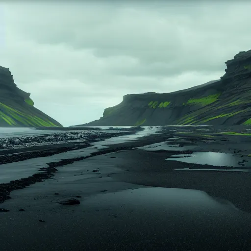 Image similar to deathstranding landscape, iceland landscape, ultra realistic, art by hideo kojima, artstation, concept art, decima engine