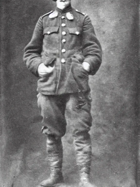 Image similar to rorsach man, ww1 photo, grainy, high detail, high resolution,