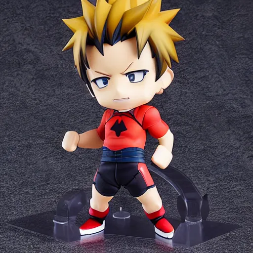 Prompt: high quality portrait flat matte painting of cute Bakugou Katsuki in the style of nendoroid and manga My Hero Academia , flat anime style, thick painting, medium close-up