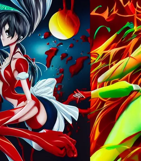 Image similar to High School DxD by Alex Pardee and Nekro and Petros Afshar, and James McDermott,unstirred paint, vivid color, cgsociety 4K