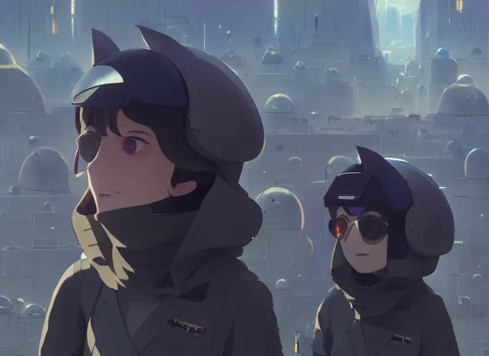 Image similar to moles dressed in spy gear, details, futuristic, epic, destroyed city, landscape illustration concept art anime key visual trending pixiv fanbox by wlop and greg rutkowski and makoto shinkai and studio ghibli and kyoto animation symmetrical facial features