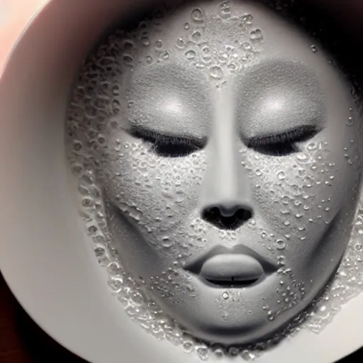 Prompt: a female face beautiful made from carbonated water!