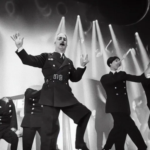 Image similar to hitler performing with bts