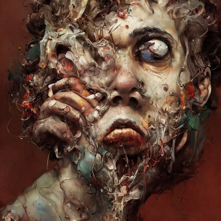 Image similar to caparezza in the style of adrian ghenie, 3 d render, esao andrews, jenny saville, surrealism, dark art by james jean, ross tran