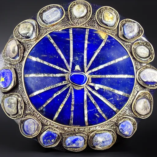 Image similar to photo of a lapis lazuli battle shield with jewels