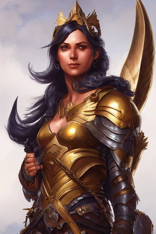 Image similar to amazon valkyrie athena, d & d, fantasy, portrait, highly detailed, headshot, digital painting, trending on artstation, concept art, sharp focus, illustration, art by artgerm and greg rutkowski and magali villeneuve