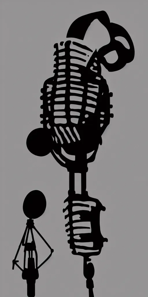 Image similar to rapping with microphone, silhouette