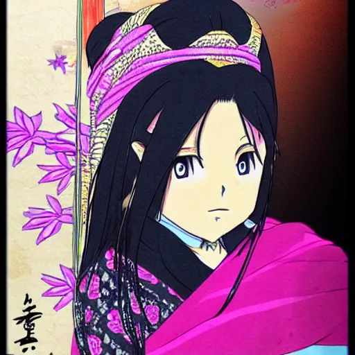 Image similar to a nepali woman, anime style